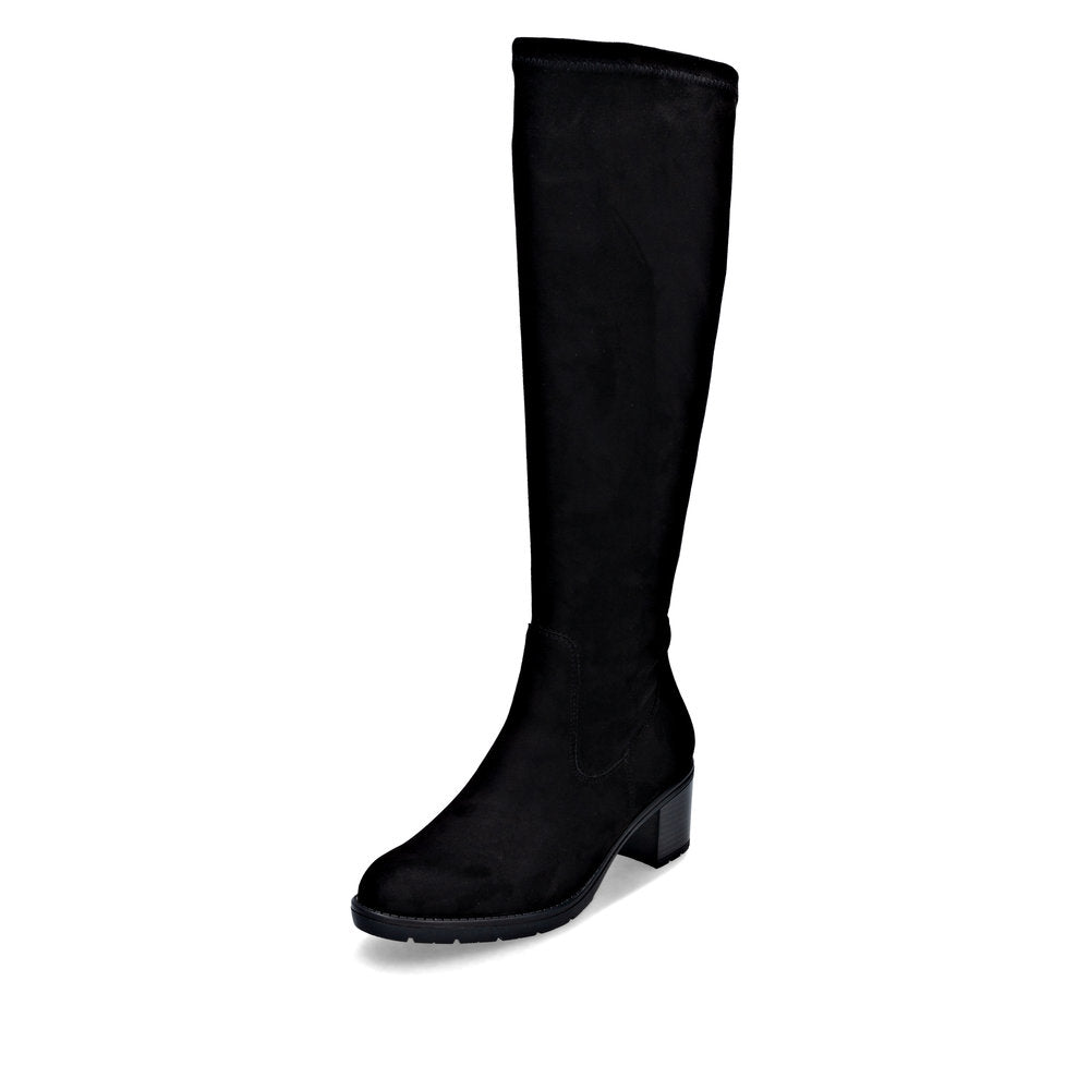 Remonte D2A76-00 Black Suede Block Heel Boots XS Shaft Width