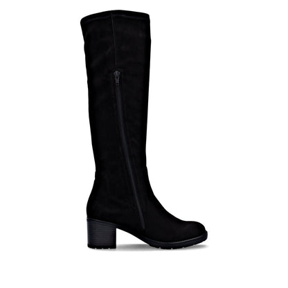 Remonte D2A76-00 Black Suede Block Heel Boots XS Shaft Width