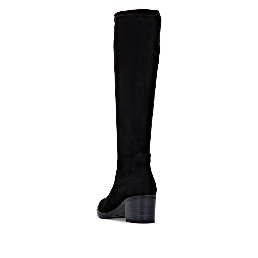 Remonte D2A76-00 Black Suede Block Heel Boots XS Shaft Width