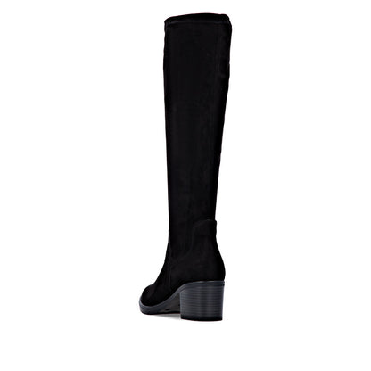 Remonte D2A76-00 Black Suede Block Heel Boots XS Shaft Width