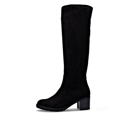 Remonte D2A76-00 Black Suede Block Heel Boots XS Shaft Width