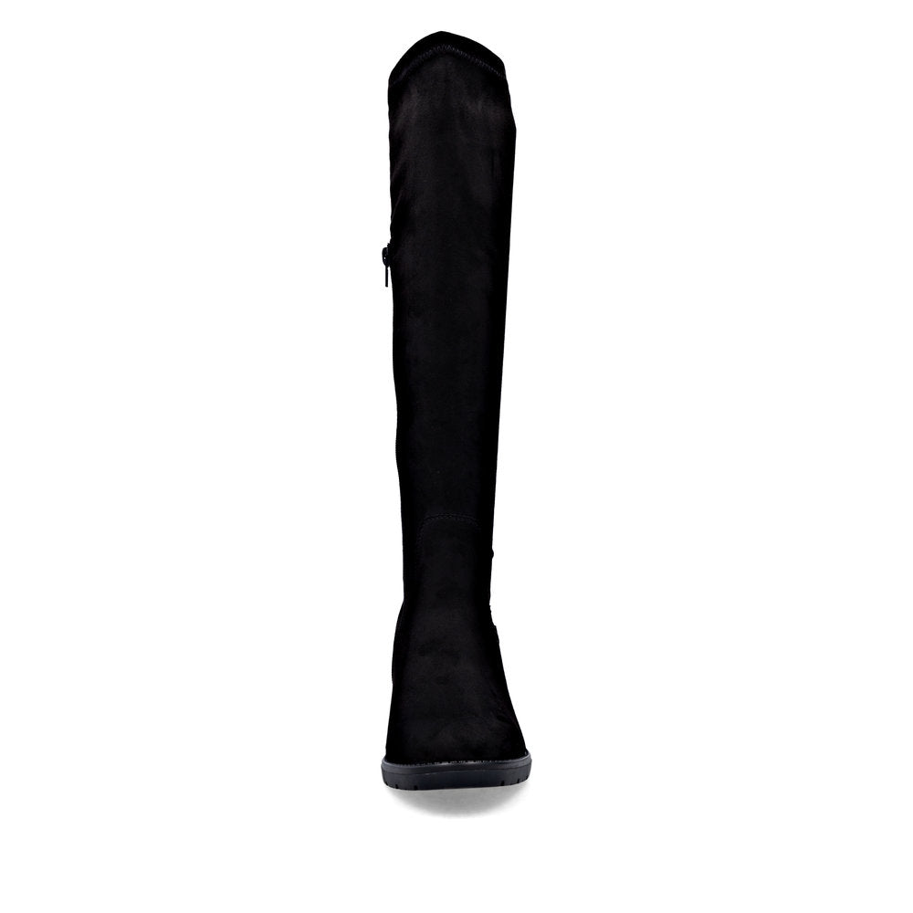 Remonte D2A76-00 Black Suede Block Heel Boots XS Shaft Width