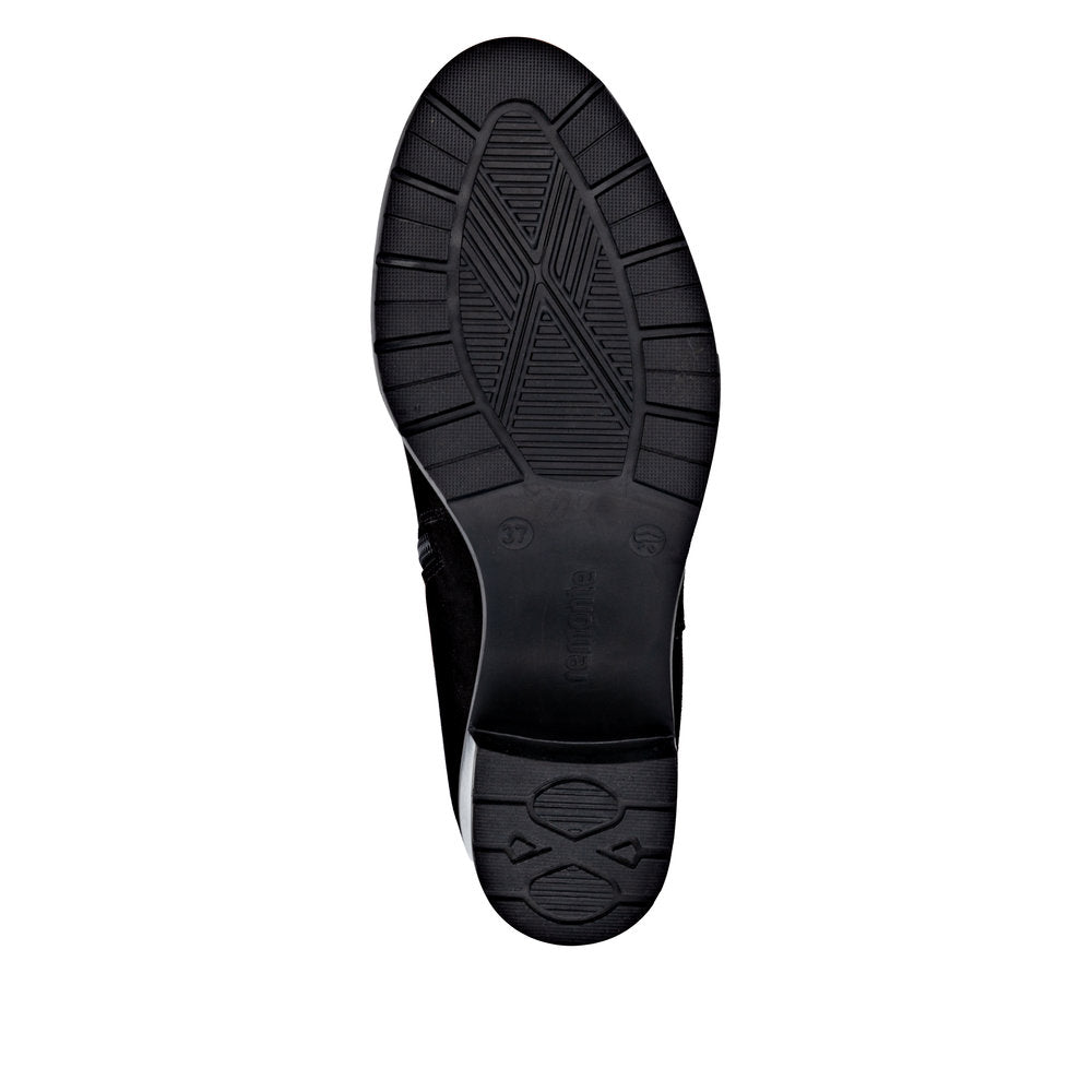 Remonte D2A76-00 Black Suede Block Heel Boots XS Shaft Width