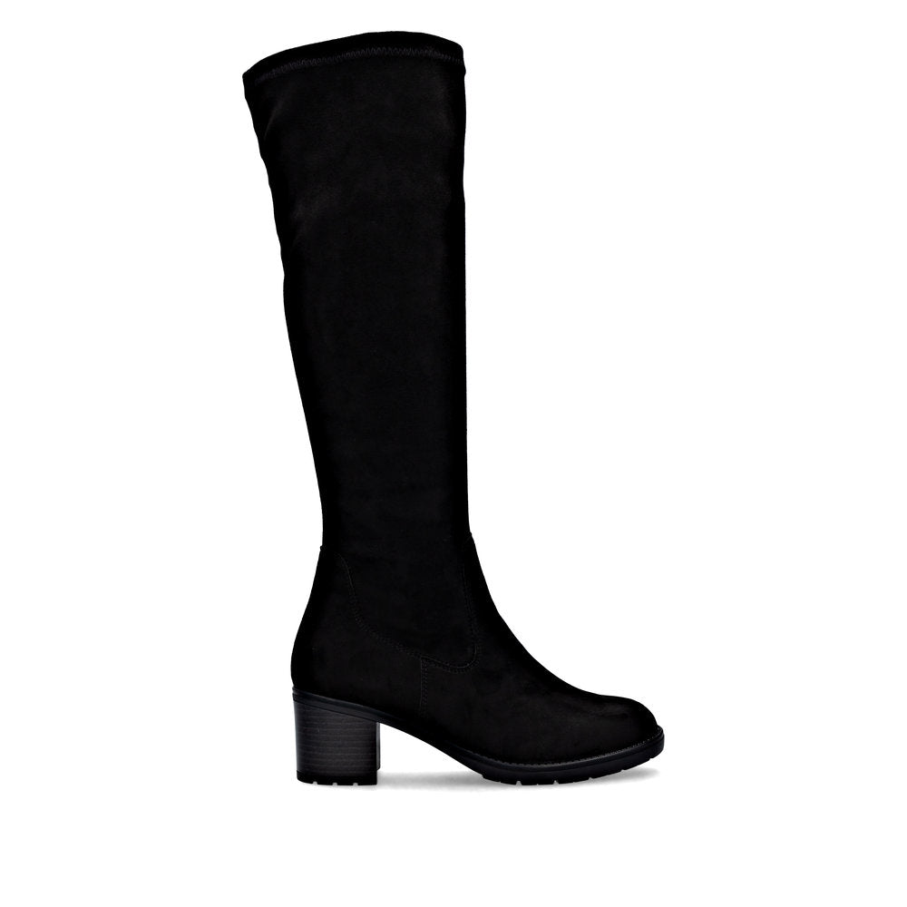 Remonte D2A76-00 Black Suede Block Heel Boots XS Shaft Width