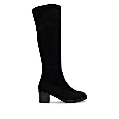 Remonte D2A76-00 Black Suede Block Heel Boots XS Shaft Width