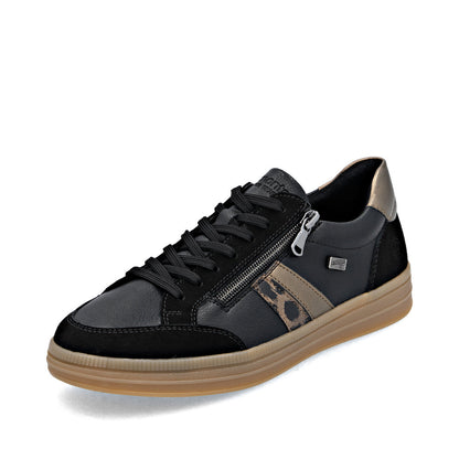 Remonte TEX D2C04-03 Black, Brown & Bronze Combi Trainers with Zip