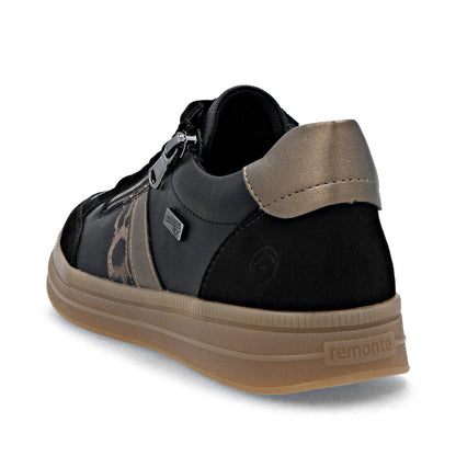 Remonte TEX D2C04-03 Black, Brown & Bronze Combi Trainers with Zip