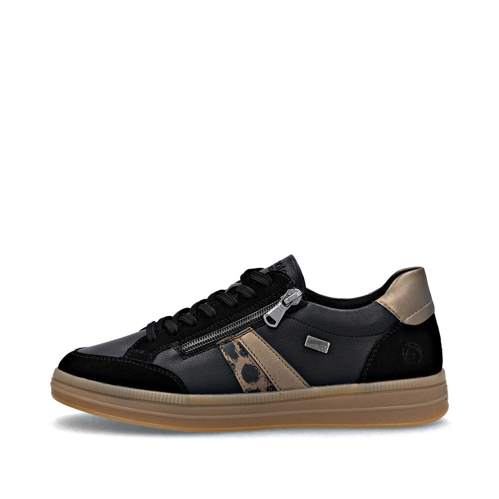 Remonte TEX D2C04-03 Black, Brown & Bronze Combi Trainers with Zip