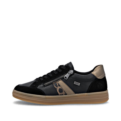 Remonte TEX D2C04-03 Black, Brown & Bronze Combi Trainers with Zip