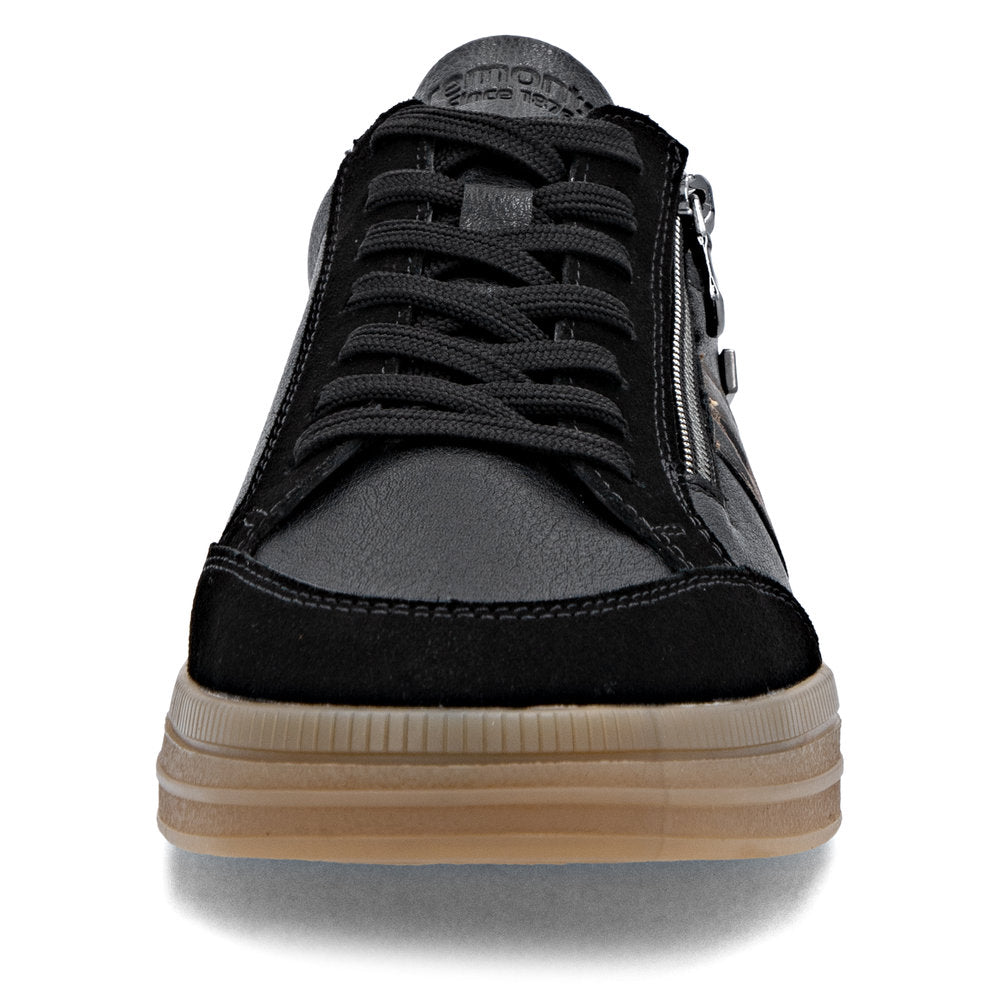 Remonte TEX D2C04-03 Black, Brown & Bronze Combi Trainers with Zip