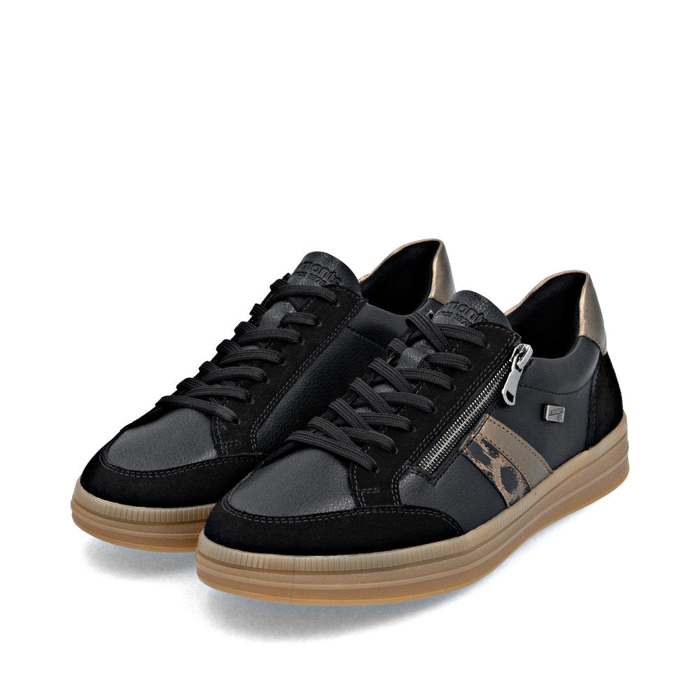 Remonte TEX D2C04-03 Black, Brown & Bronze Combi Trainers with Zip