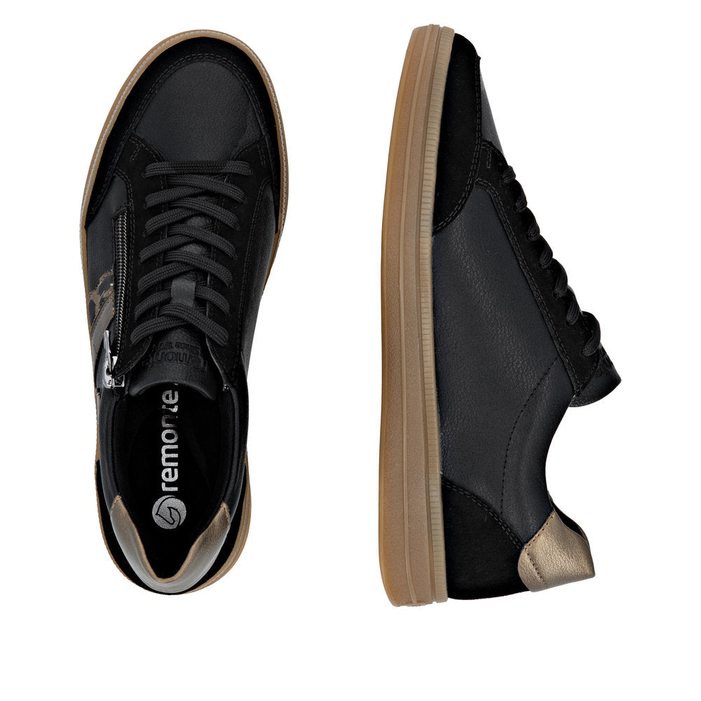 Remonte TEX D2C04-03 Black, Brown & Bronze Combi Trainers with Zip