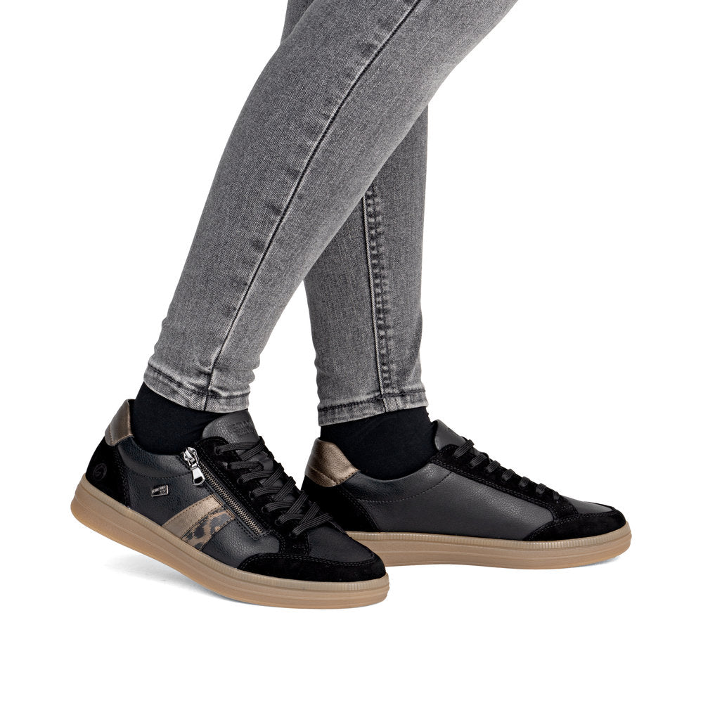 Remonte TEX D2C04-03 Black, Brown & Bronze Combi Trainers with Zip