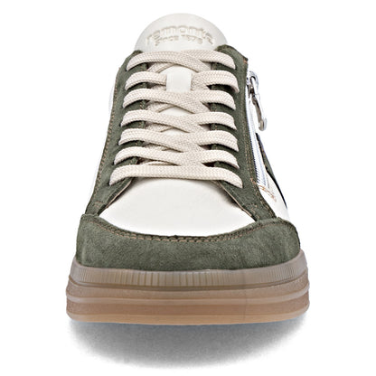 Remonte TEX D2C04-60 Green, Cream & Bronze Combi Trainers with Zip