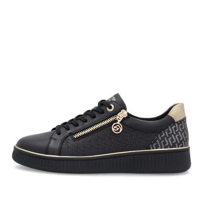 Remonte D2E00-03 Black & Gold Zip Trainers