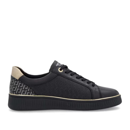 Remonte D2E00-03 Black & Gold Zip Trainers