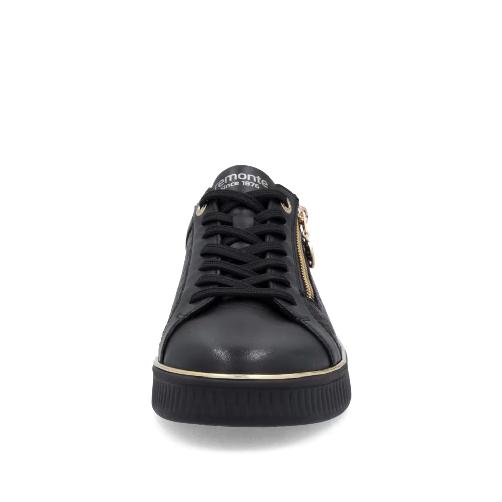 Remonte D2E00-03 Black & Gold Zip Trainers