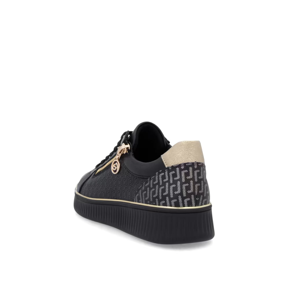 Remonte D2E00-03 Black & Gold Zip Trainers