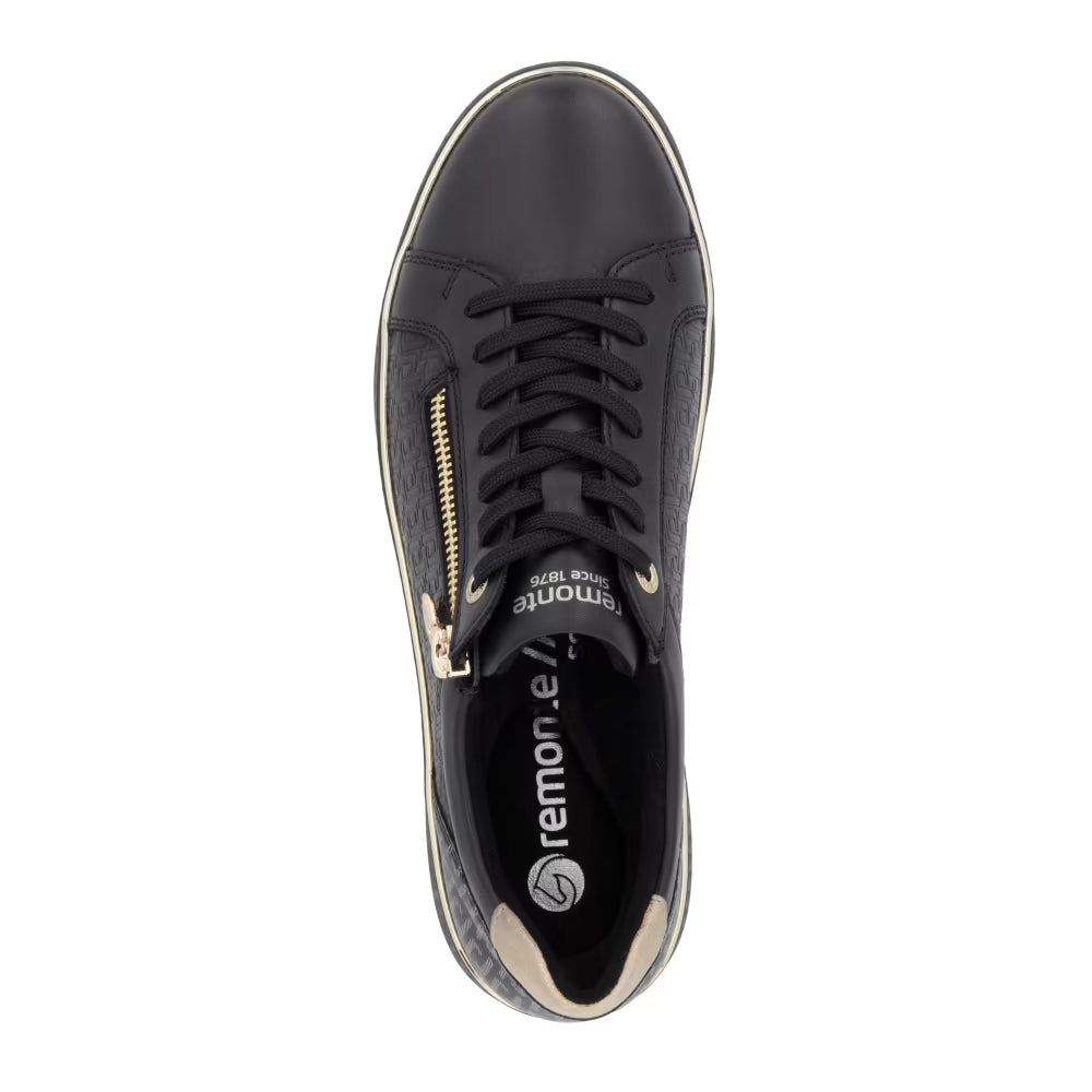 Remonte D2E00-03 Black & Gold Zip Trainers
