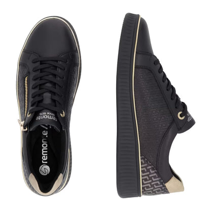 Remonte D2E00-03 Black & Gold Zip Trainers