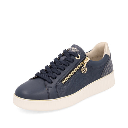 Remonte D2E00-14 Navy & Gold Trainers with Side Zip