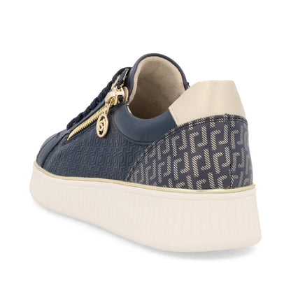 Remonte D2E00-14 Navy & Gold Trainers with Side Zip