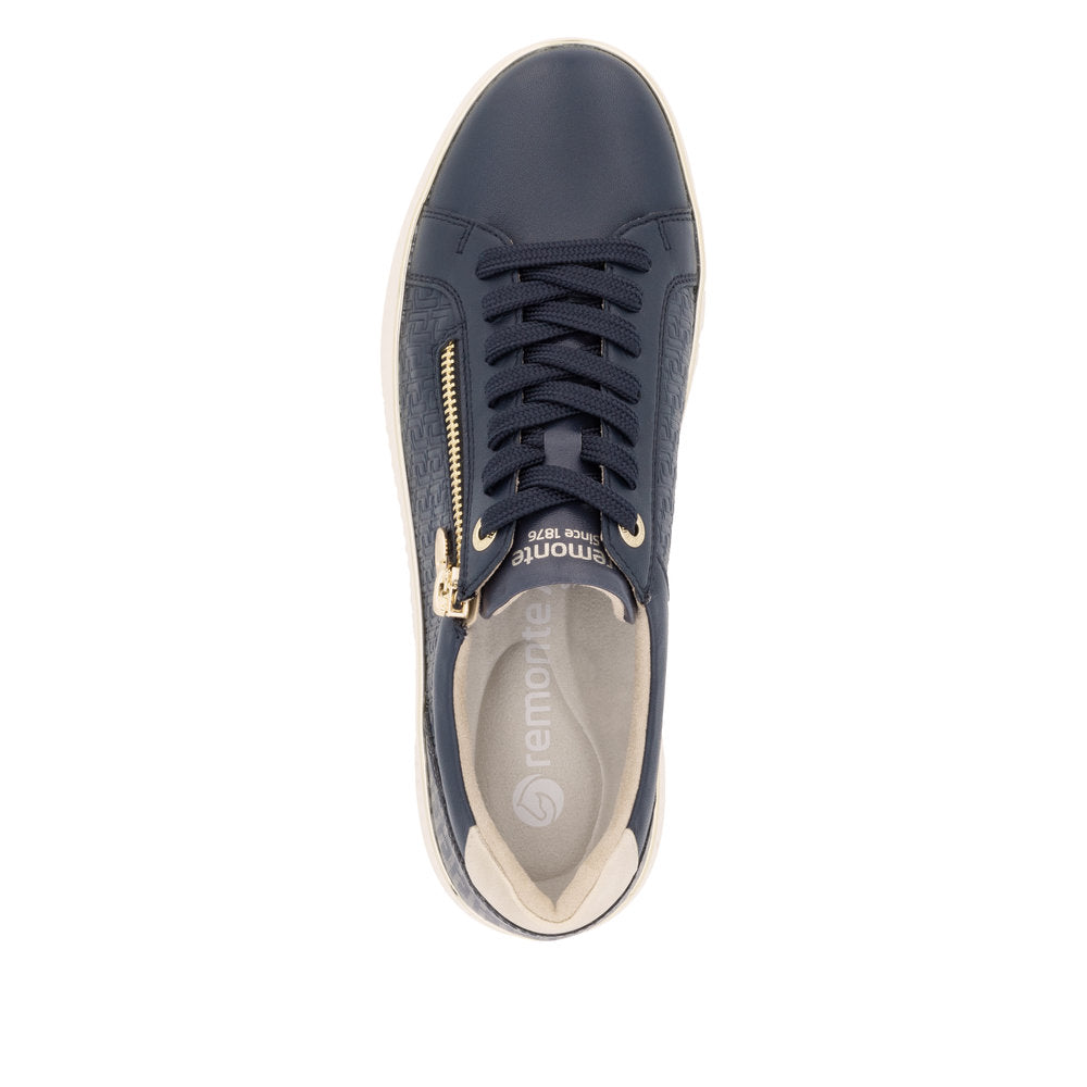 Remonte D2E00-14 Navy & Gold Trainers with Side Zip