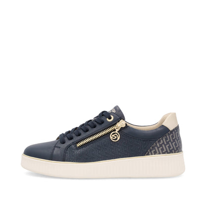 Remonte D2E00-14 Navy & Gold Trainers with Side Zip