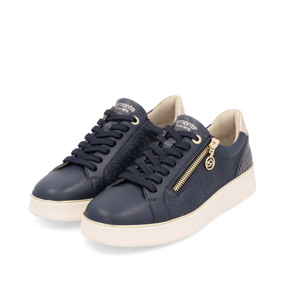 Remonte D2E00-14 Navy & Gold Trainers with Side Zip