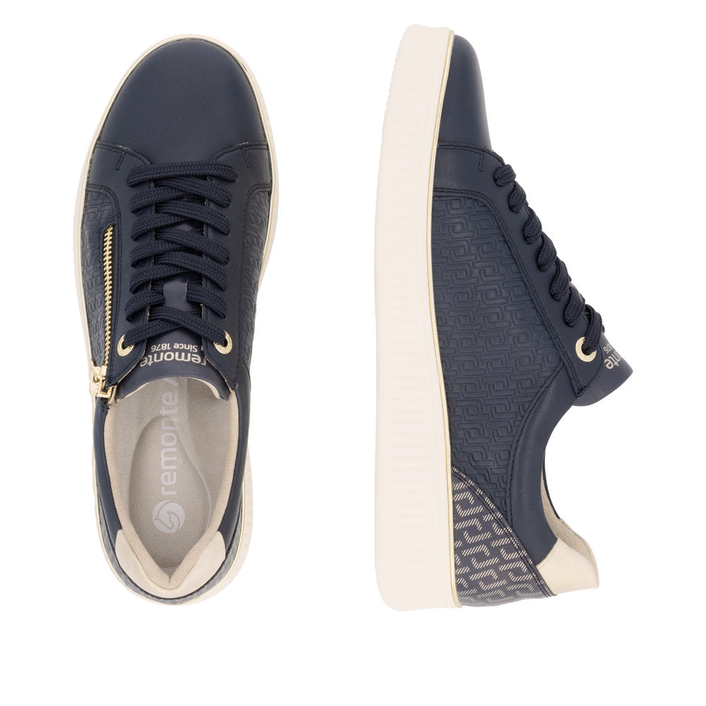 Remonte D2E00-14 Navy & Gold Trainers with Side Zip