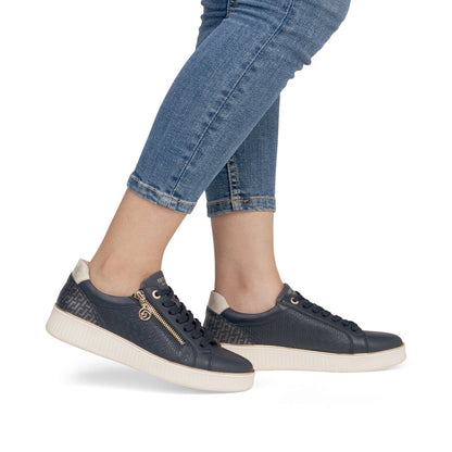 Remonte D2E00-14 Navy & Gold Trainers with Side Zip