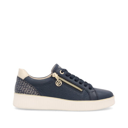 Remonte D2E00-14 Navy & Gold Trainers with Side Zip