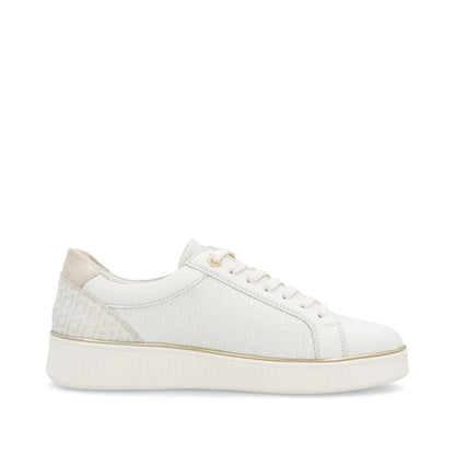 Remonte D2E00-80 Off White & Gold Combi Trainers with Zip
