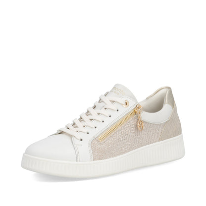 Remonte D2E00-81 Cream & Gold Sparkle G Fit Trainers with Zip