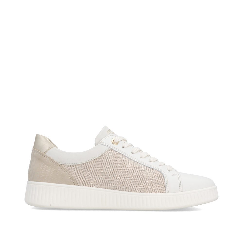 Remonte D2E00-81 Cream & Gold Sparkle G Fit Trainers with Zip