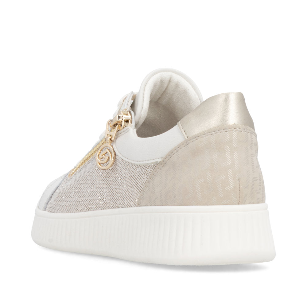 Remonte D2E00-81 Cream & Gold Sparkle G Fit Trainers with Zip