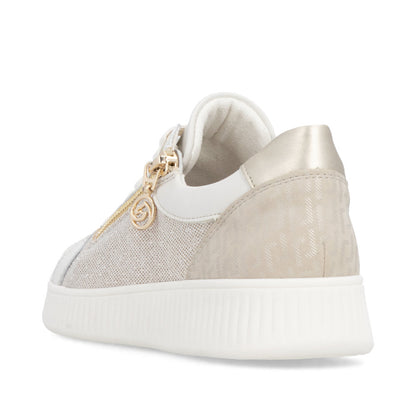 Remonte D2E00-81 Cream & Gold Sparkle G Fit Trainers with Zip