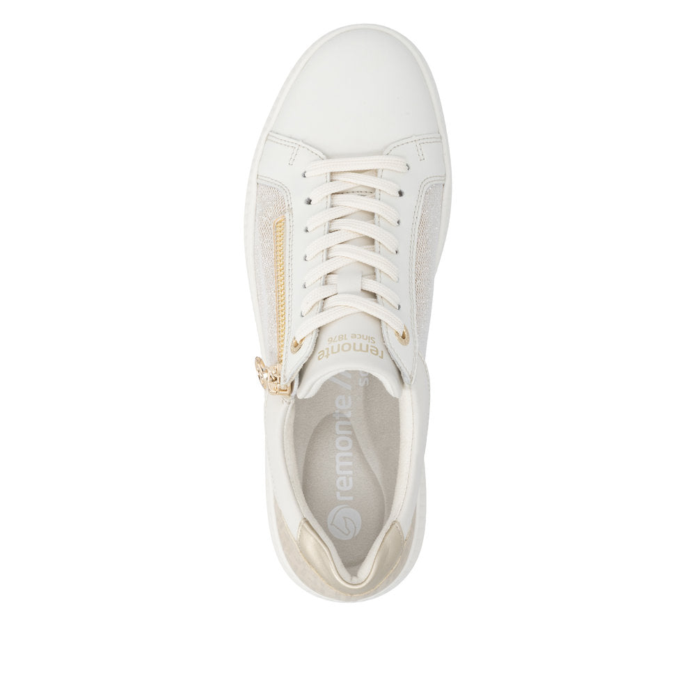 Remonte D2E00-81 Cream & Gold Sparkle G Fit Trainers with Zip