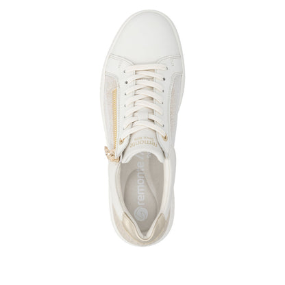 Remonte D2E00-81 Cream & Gold Sparkle G Fit Trainers with Zip