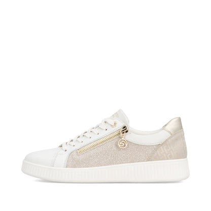 Remonte D2E00-81 Cream & Gold Sparkle G Fit Trainers with Zip
