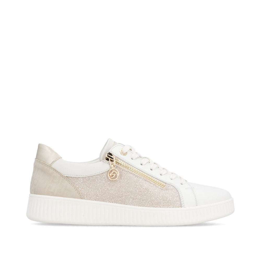 Remonte D2E00-81 Cream & Gold Sparkle G Fit Trainers with Zip