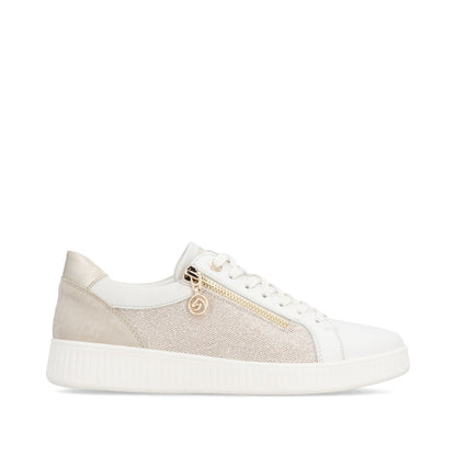 Remonte D2E00-81 Cream & Gold Sparkle G Fit Trainers with Zip