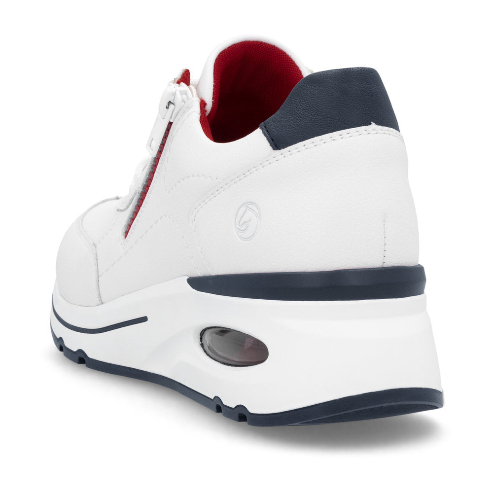 Remonte D2H00-80 H Fit White, Navy & Red Combi Sneakers with Side Zip