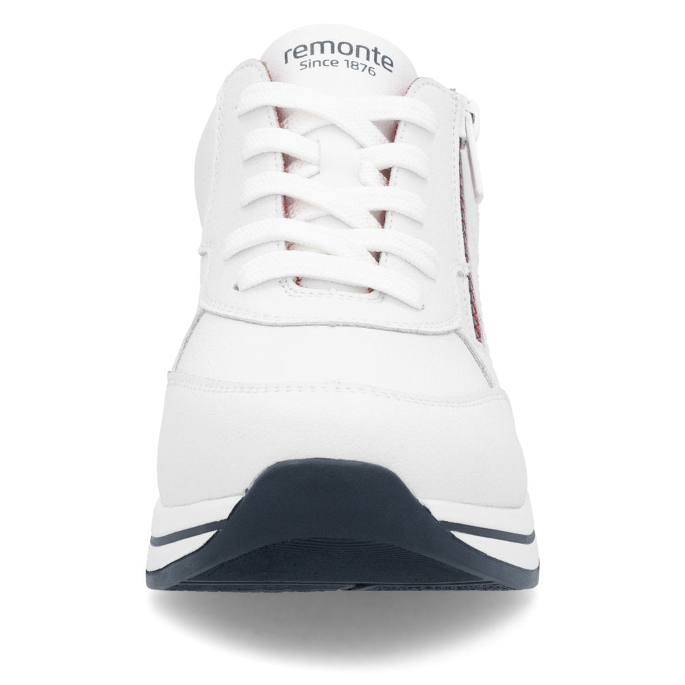 Remonte D2H00-80 H Fit White, Navy & Red Combi Sneakers with Side Zip