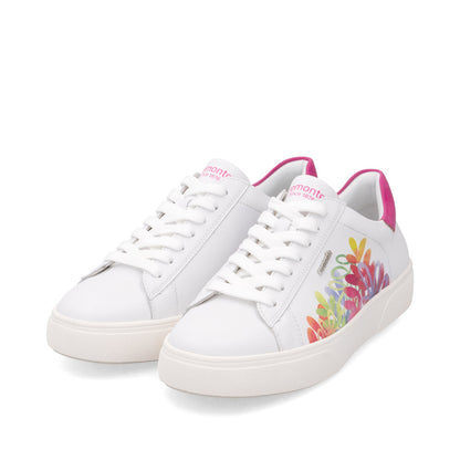 Remonte D2J00-82 White & Pink Multi Leaf Trainers