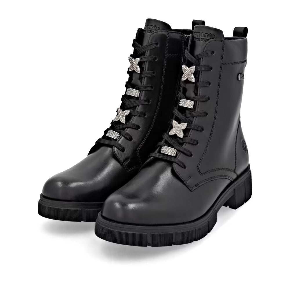 Remonte TEX D2S73-00 Black Lace Ankle Boots