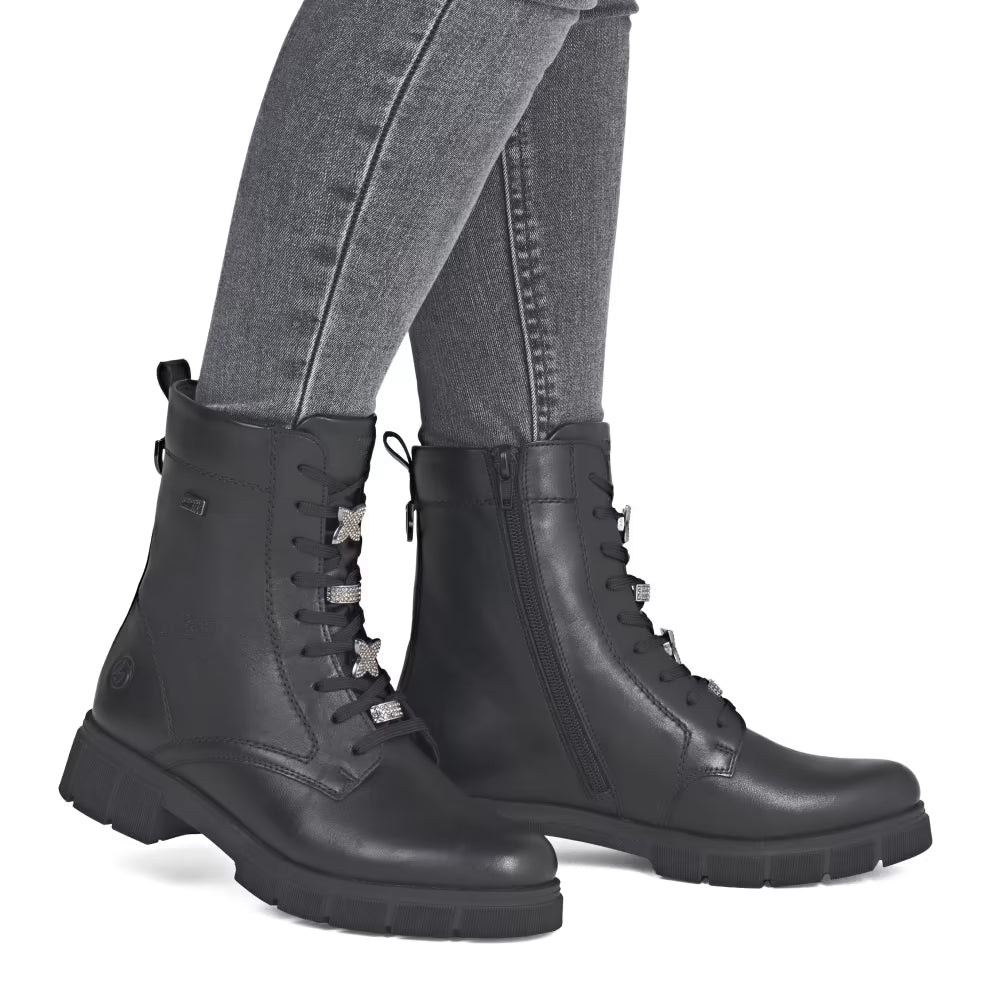 Remonte TEX D2S73-00 Black Lace Ankle Boots