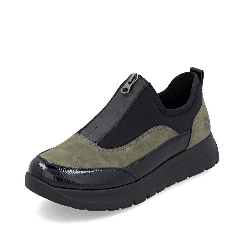 Remonte D2V01-03 Green & Black Combi Front Zip Sneakers