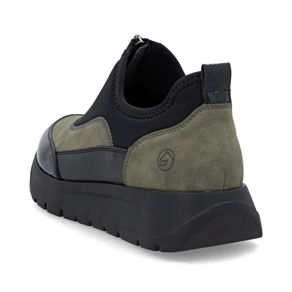 Remonte D2V01-03 Green & Black Combi Front Zip Sneakers