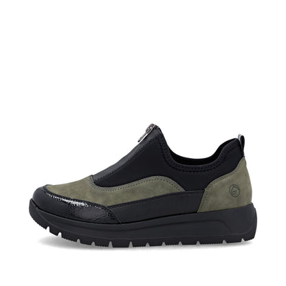 Remonte D2V01-03 Green & Black Combi Front Zip Sneakers